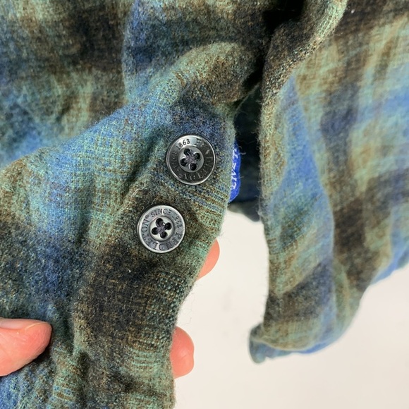 Pendleton Portland Oregon Plaid Green/Blue Button Down 100% Wool Shirt XS - Picture 6 of 10